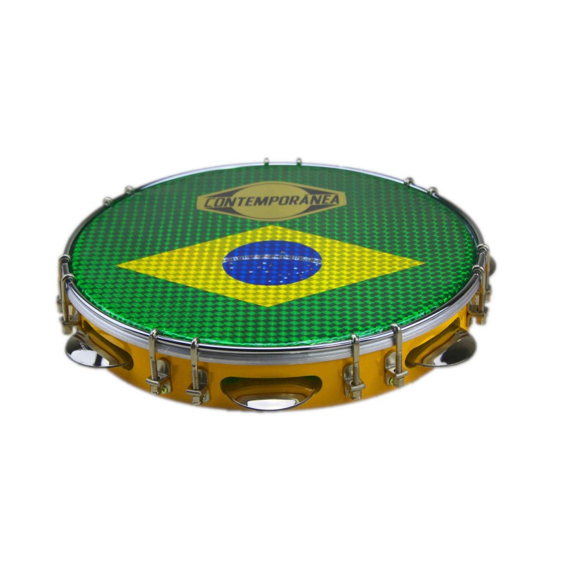 Pandeiro 10" formica jaune - drapeau brésil - Pro - 6